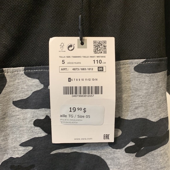 ZARA boys size 5 NWT KEEP READY grey camo and black t-shirt - Picture 8 of 8